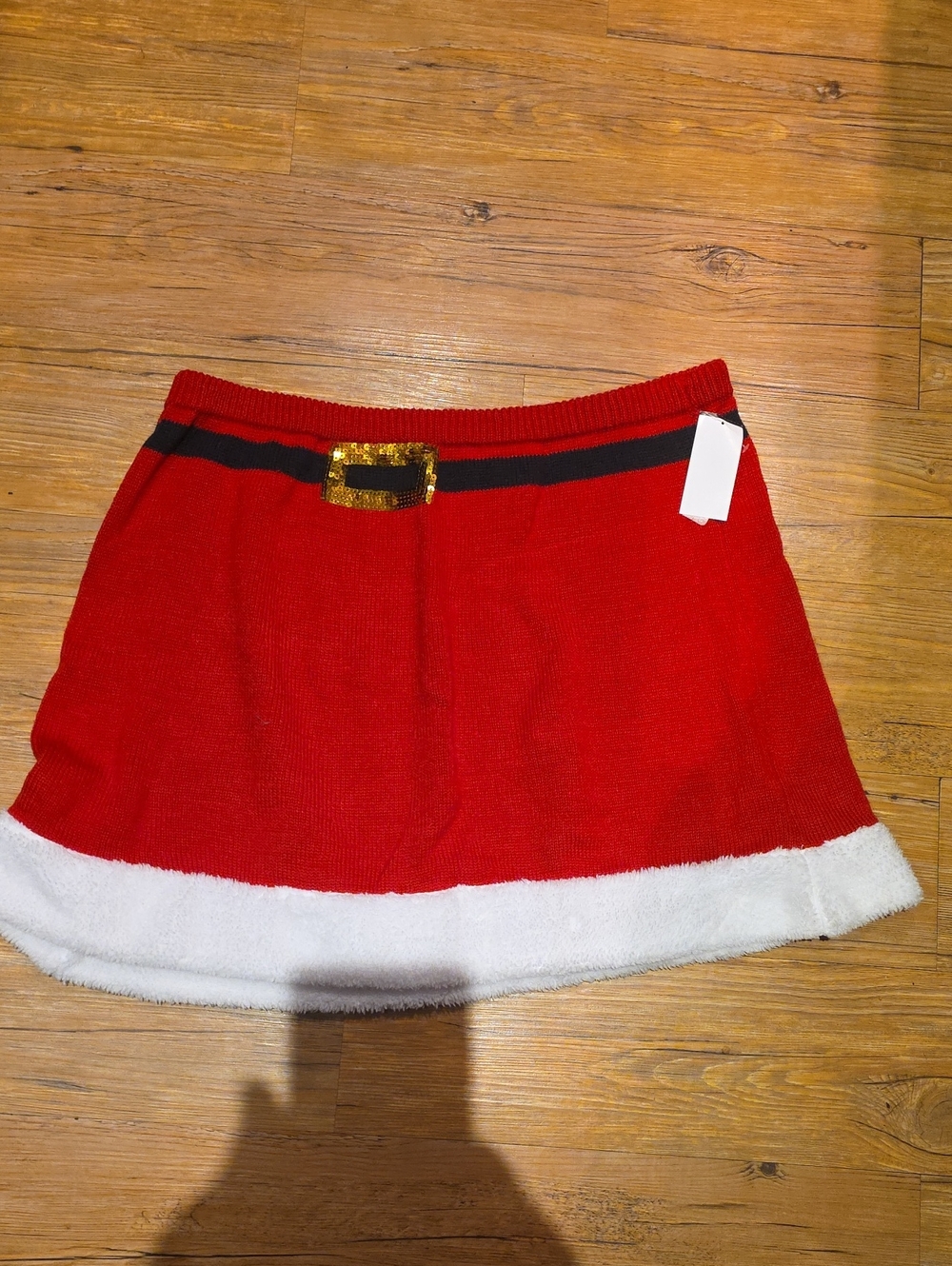 Red Holiday Belt-Detail Mini Skirt - Women